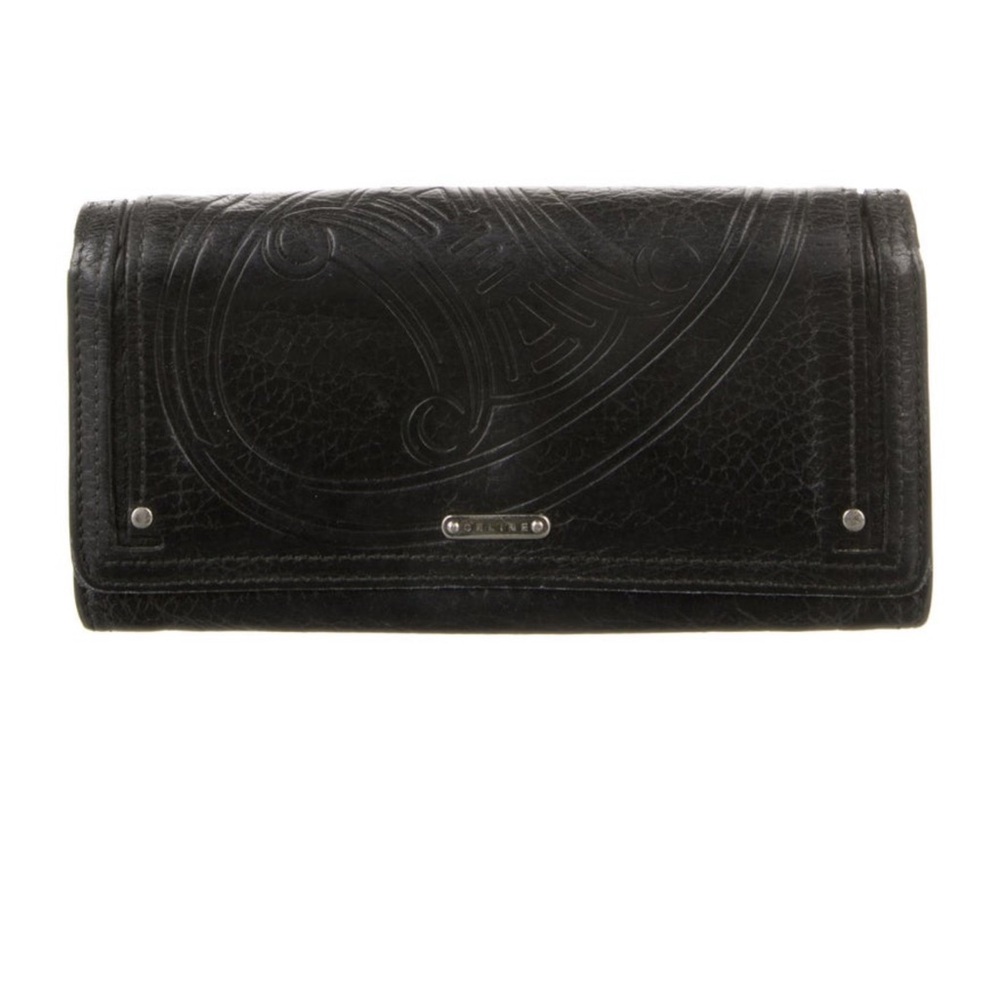 Celine Leather Continental Wallet Black